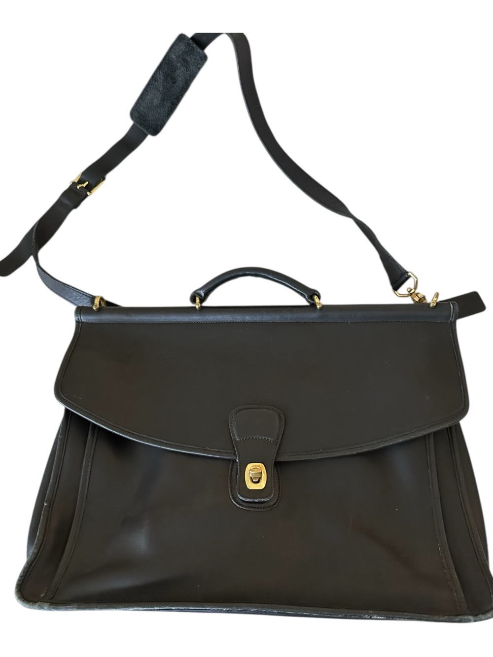 Vintage COACH 2000 5266 Black Leather Beekman Messenger Bag.